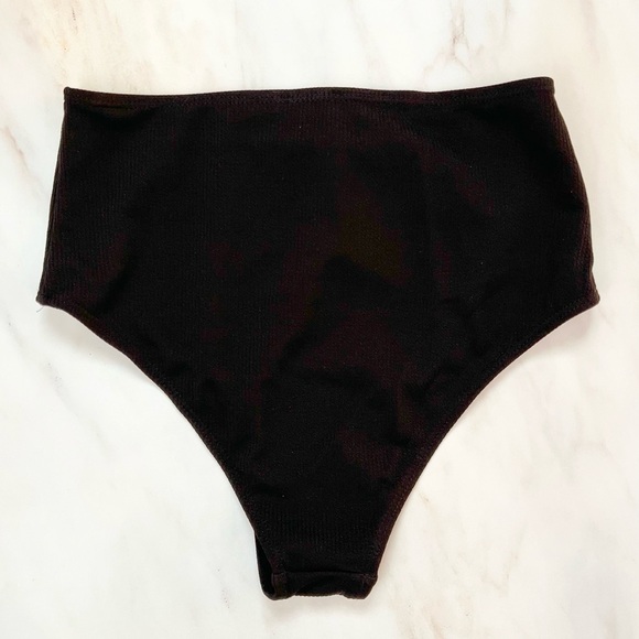 🆕 CELINE Ribbed Cheeky Bikini Swim Bottom Women Large Black - Picture 3 of 9
